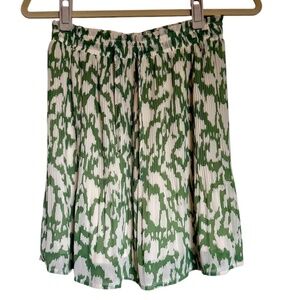 Artlove Green Cream Patterned Micro Pleats Mini Skirt Size 4